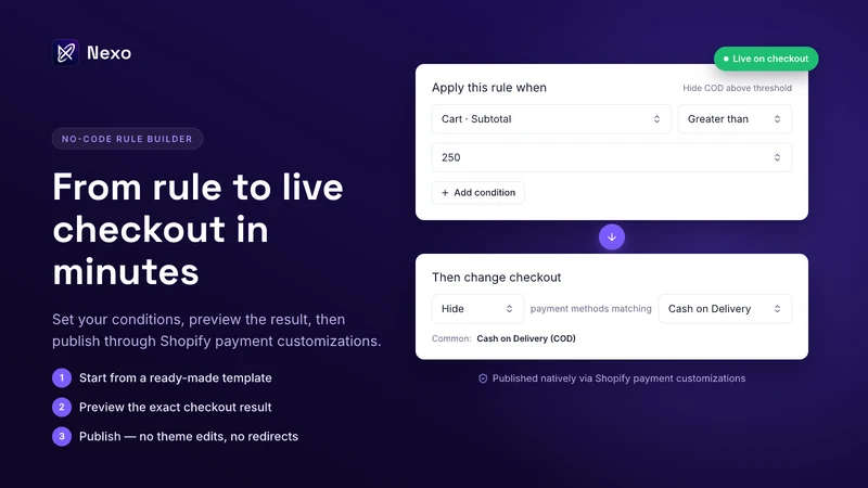 Nexo Sort Hide Payment Methods