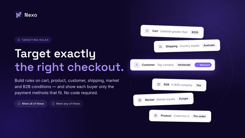 Nexo Sort Hide Payment Methods