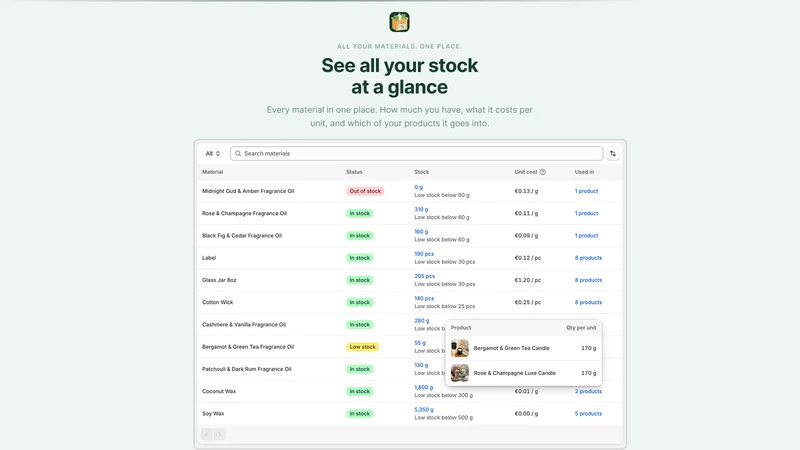Material Tracking