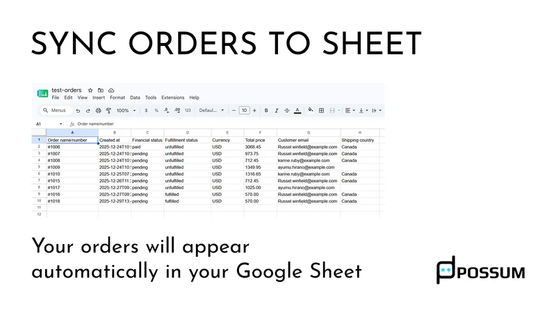 Google Sheets Orders Sync