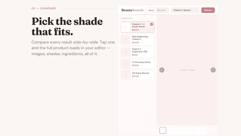 BeautySearch ‑ Source Products
