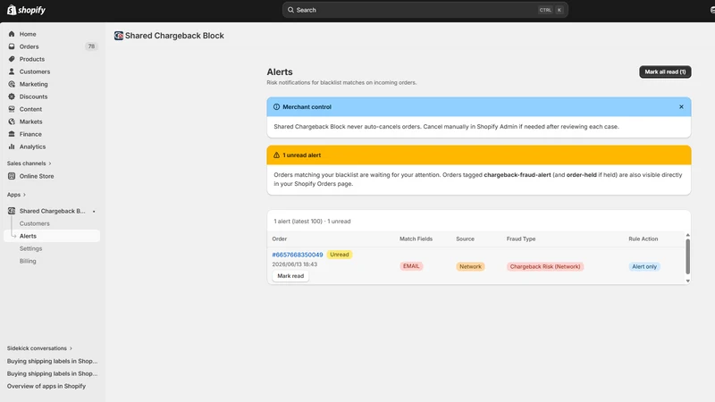 Veritag Chargeback Sharedblock