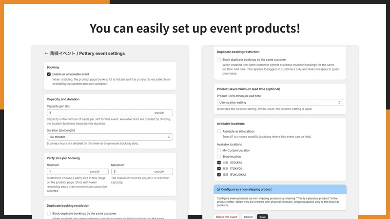 UR: Event Appointment Booking