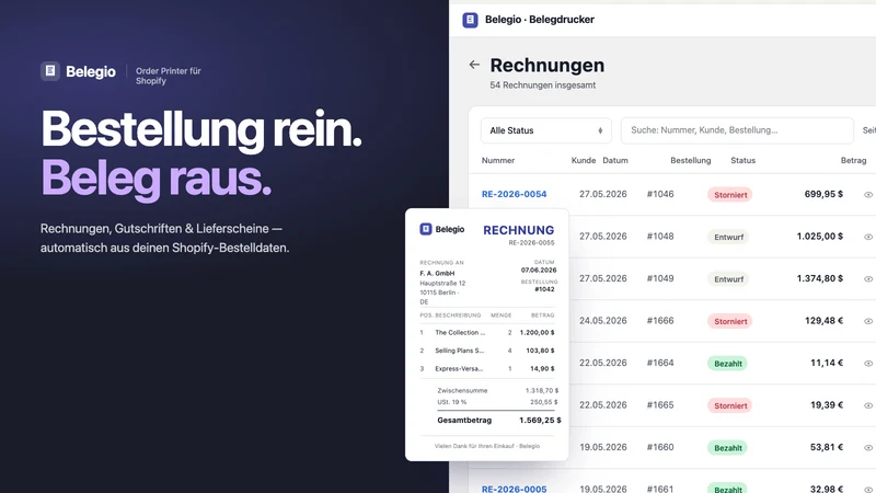 Order Printer, PDF & E‑Invoice