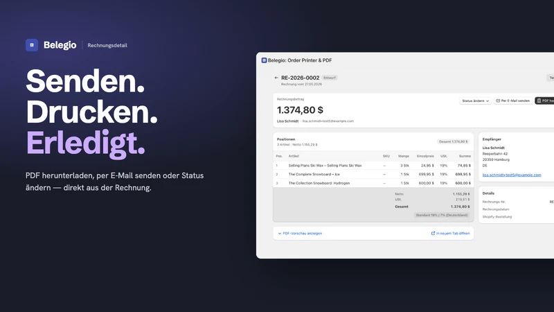 Order Printer, PDF & E‑Invoice
