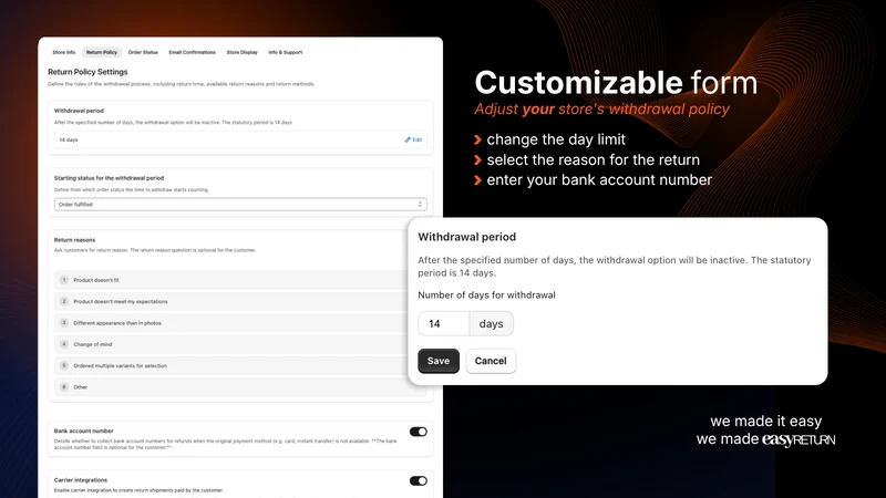 Withdrawal Button ‑ EasyReturn