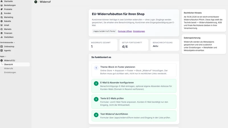 easyEU: Withdrawal Button