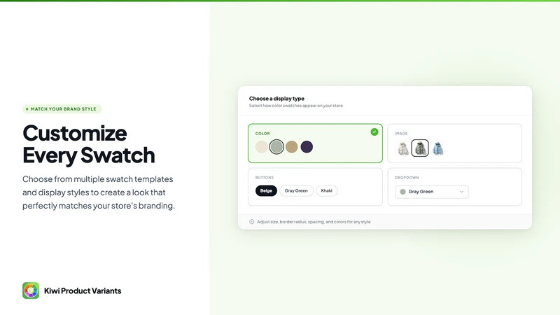 Kiwi Product Variants & Swatch