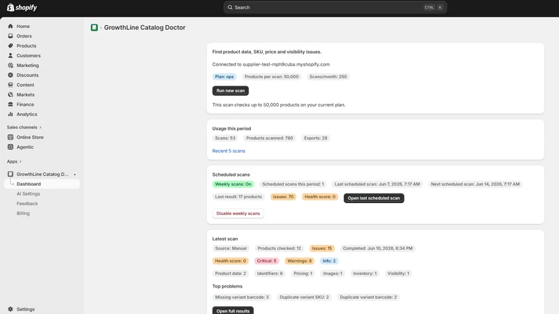 GrowthLine Catalog Doctor