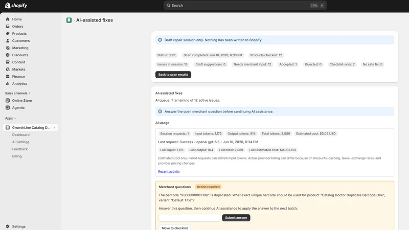 GrowthLine Catalog Doctor