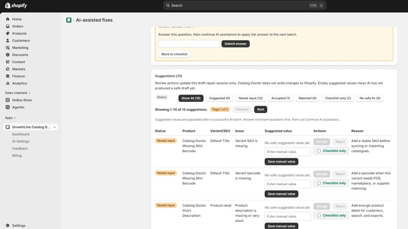 GrowthLine Catalog Doctor