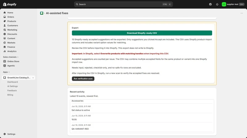 GrowthLine Catalog Doctor
