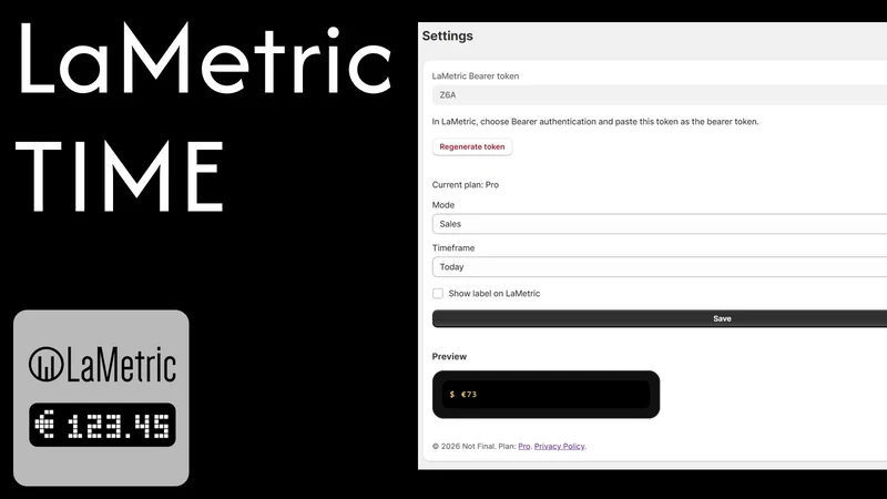 Sales Clock for LaMetric TIME