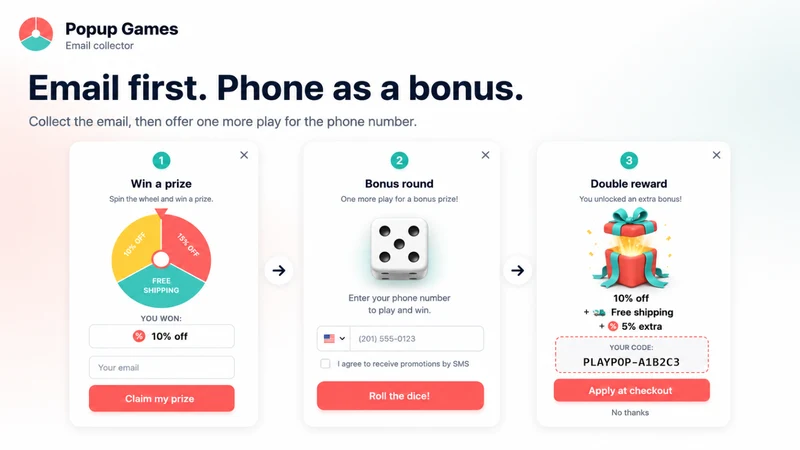 Popup Games ‑ Email collector
