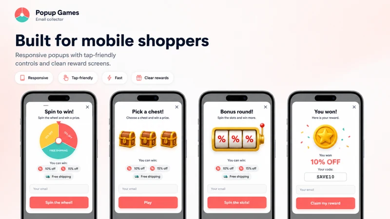 Popup Games ‑ Email collector