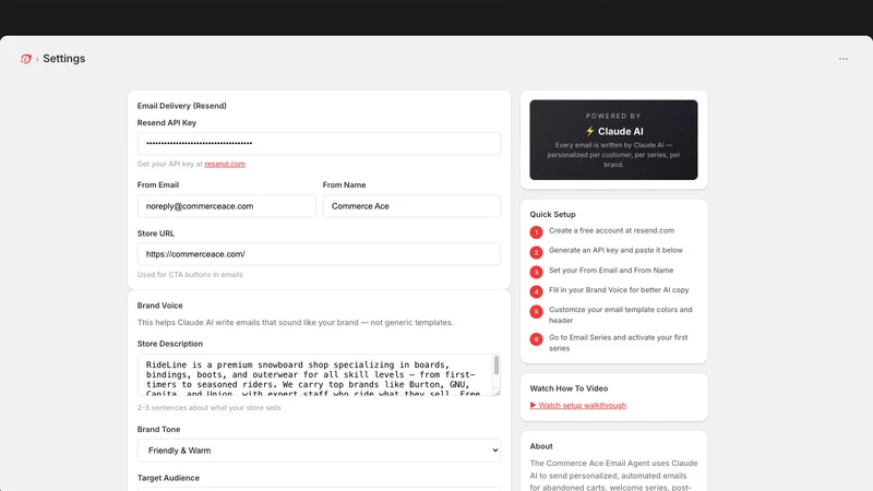 Commerce Ace Email Agent