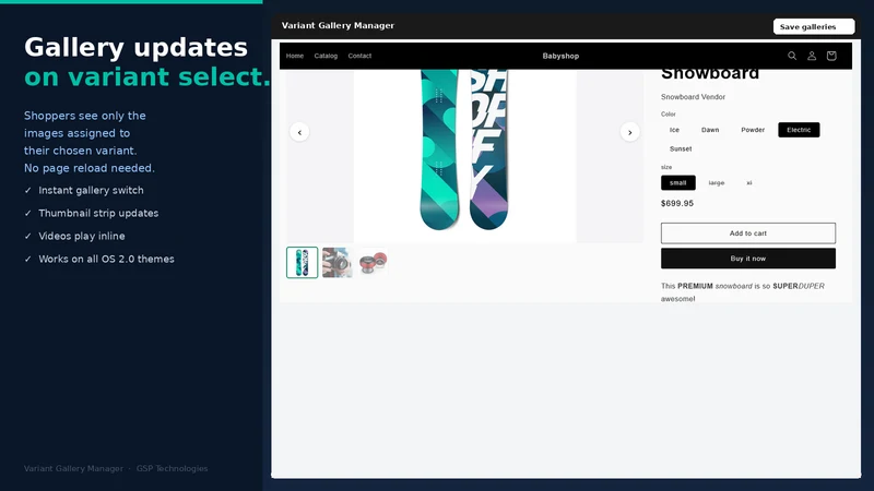 Variant/Options Image Gallery