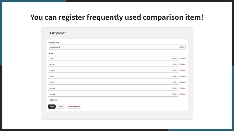 UR:Compare＆Specification Table