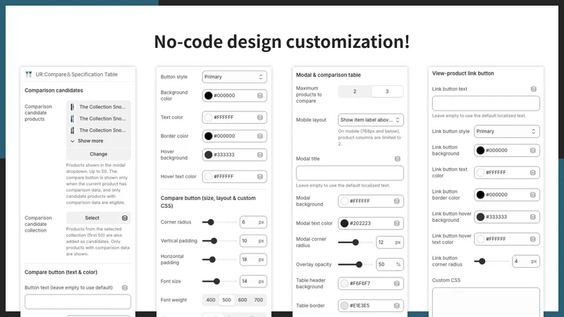 UR:Compare＆Specification Table