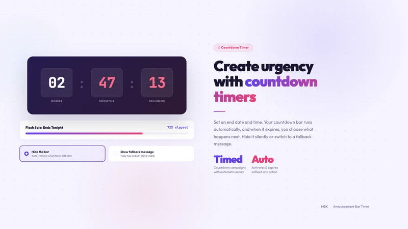 MSK: Announcement Bar Timer