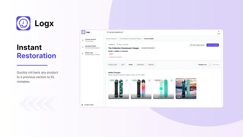 Logx: Product Version & Revert