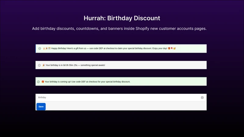 Hurrah: Birthday Discount