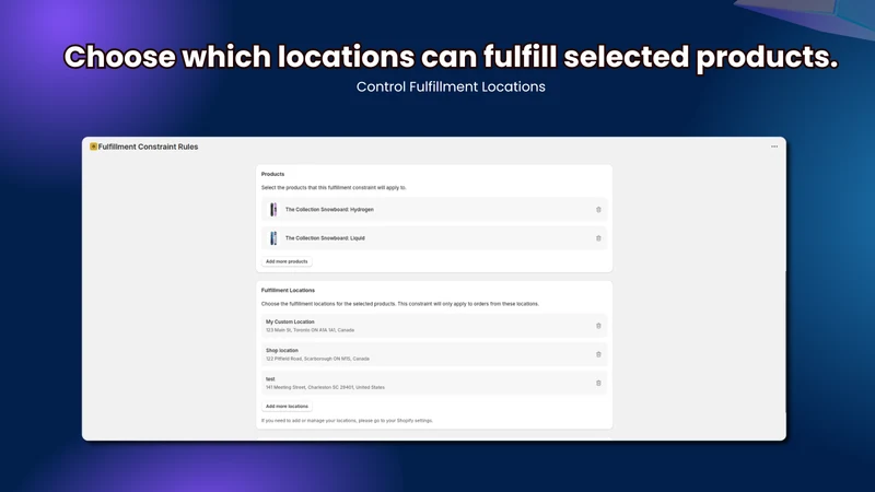 Fulfillment Constraint Rules
