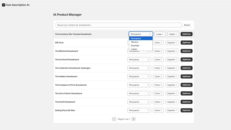 Fast AI Product Descriptions