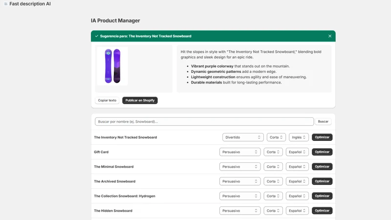 Fast AI Product Descriptions