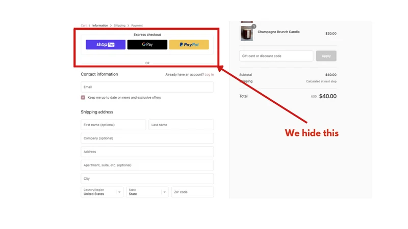 EasyHide PayPal in checkout