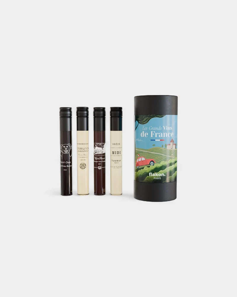 Estuche de cata de 4 frascos de vino personalizable