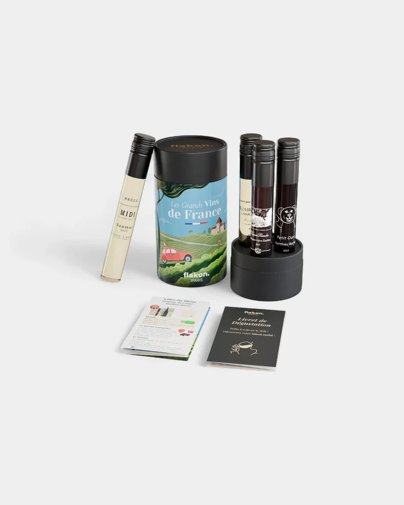Estuche de cata de 4 frascos de vino personalizable
