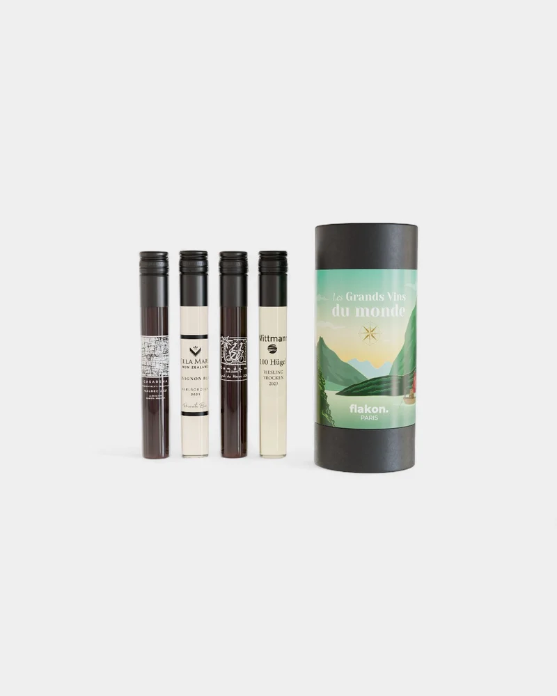 Estuche de cata de 4 frascos de vino personalizable