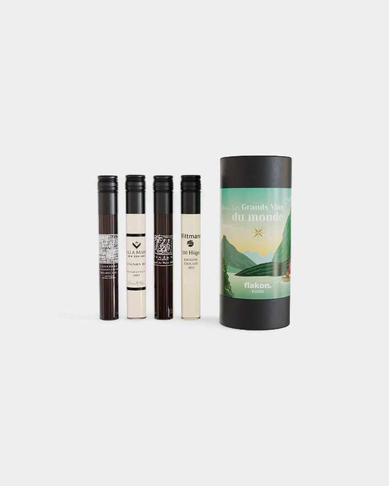 Estuche de cata de 4 frascos de vino personalizable
