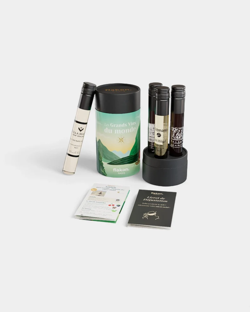 Estuche de cata de 4 frascos de vino personalizable