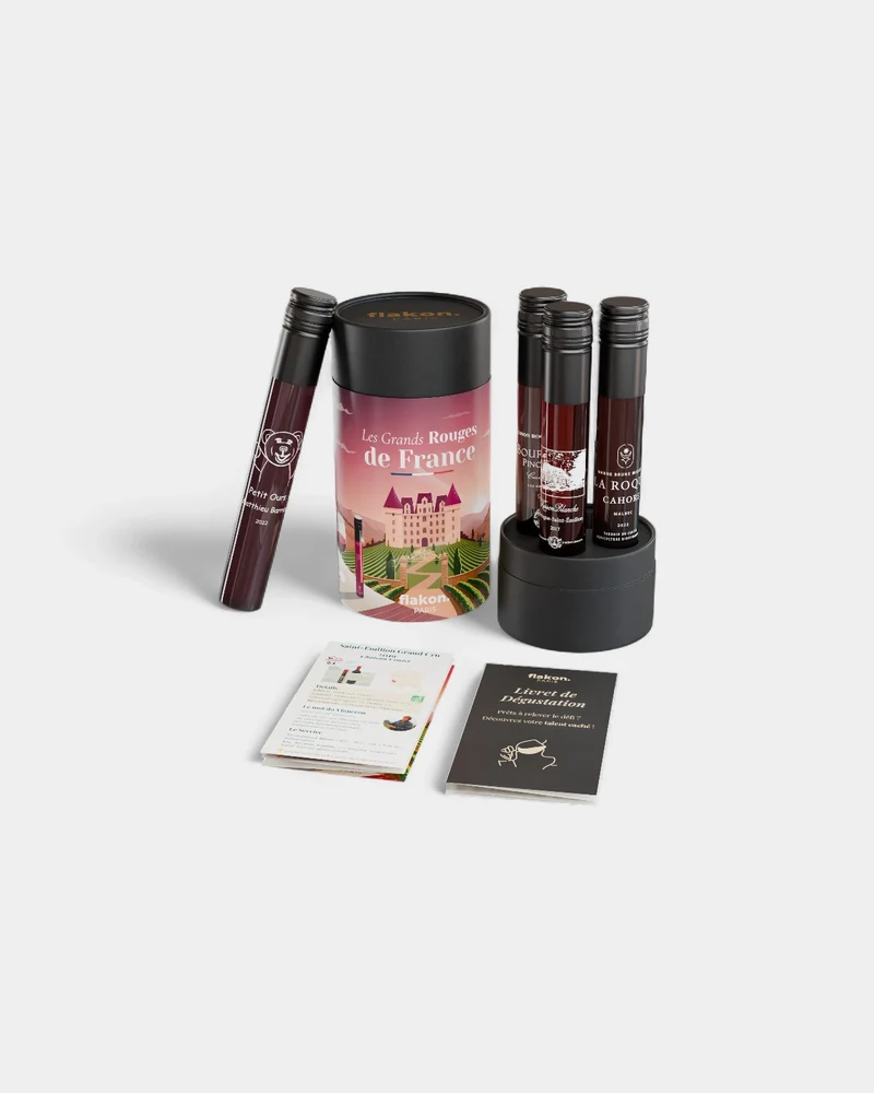 Estuche de cata de 4 frascos de vino personalizable