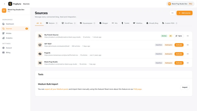 PugSync: RSS Blog Sync