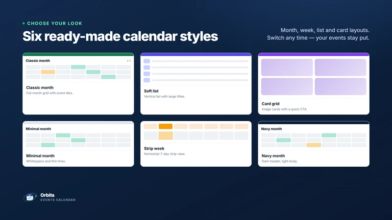 Orbits: Events Calendar Widget
