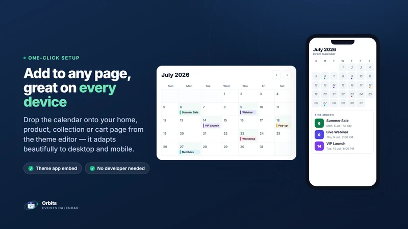 Orbits: Events Calendar Widget