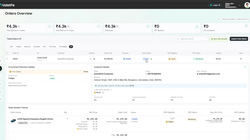 ValetPe Price Drop Protection