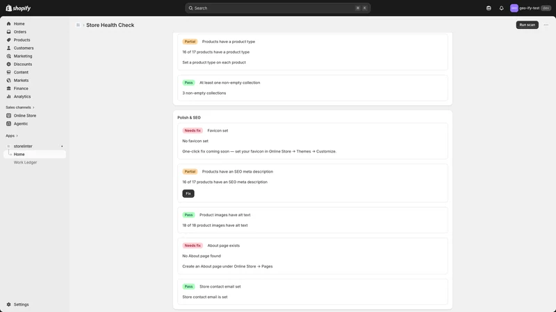 StoreLinter: Store Health