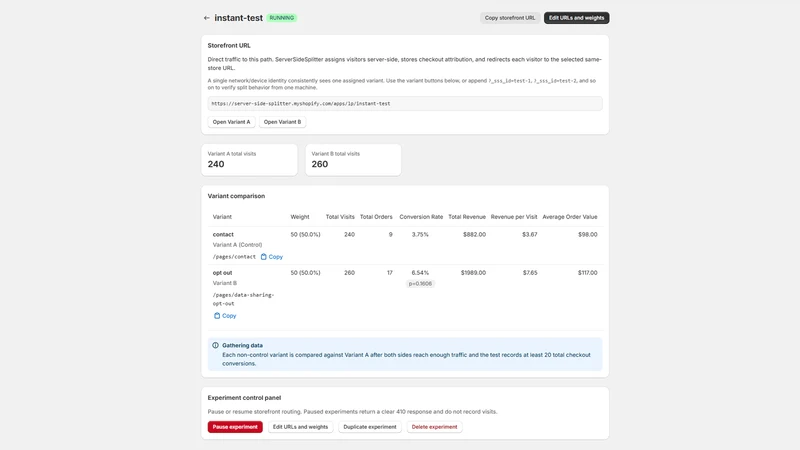 ServerSideSplitter ‑ A/B Test