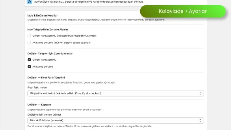 Kolayİade ‑ İade & Değişim TR