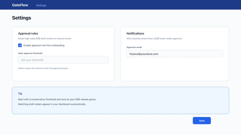 GateFlow ‑ Ship & Orders