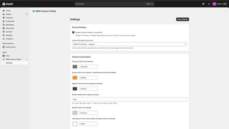 ABN Custom Fields