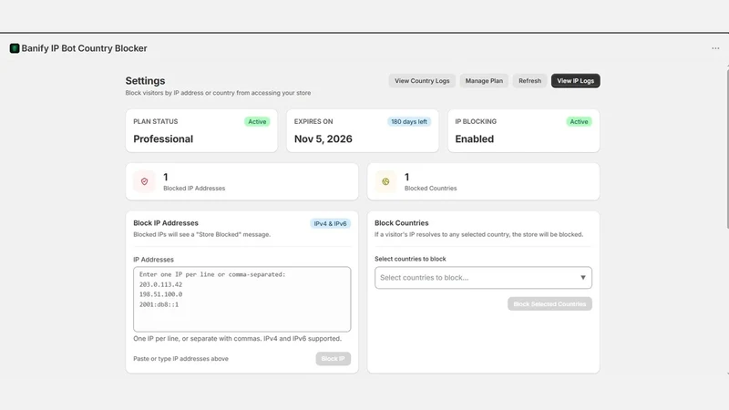 Banify IP Bot Country Blocker