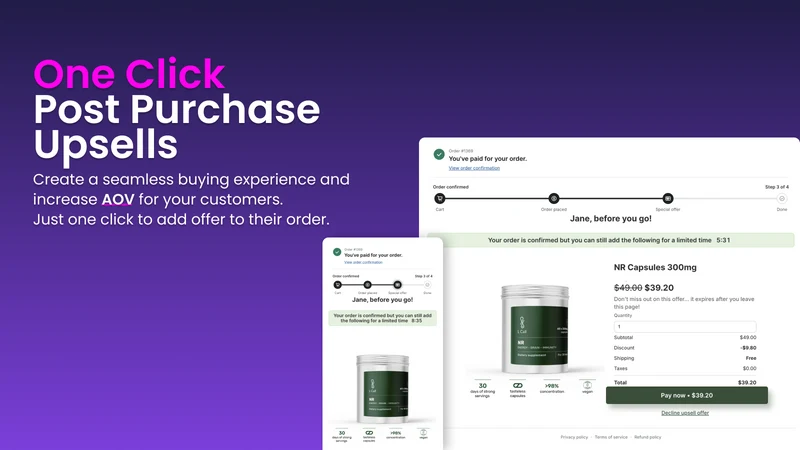BA Post Purchase Upsell & AOV