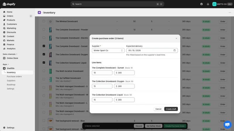 Shelflife: low stock forecasts