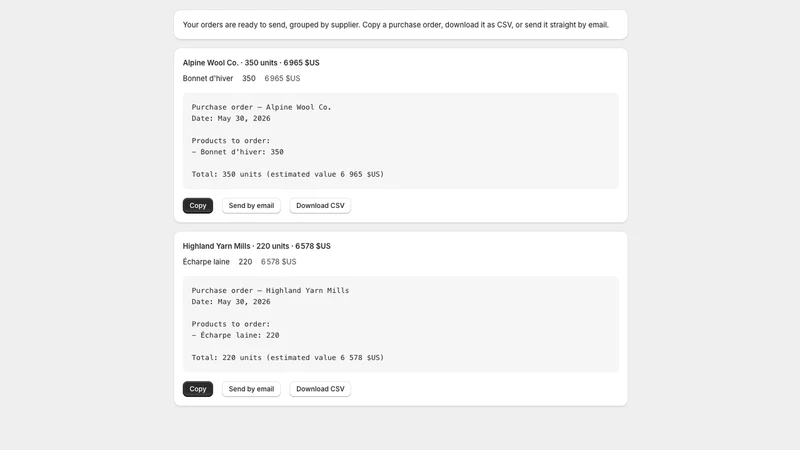 Restocked: Reorder Alerts