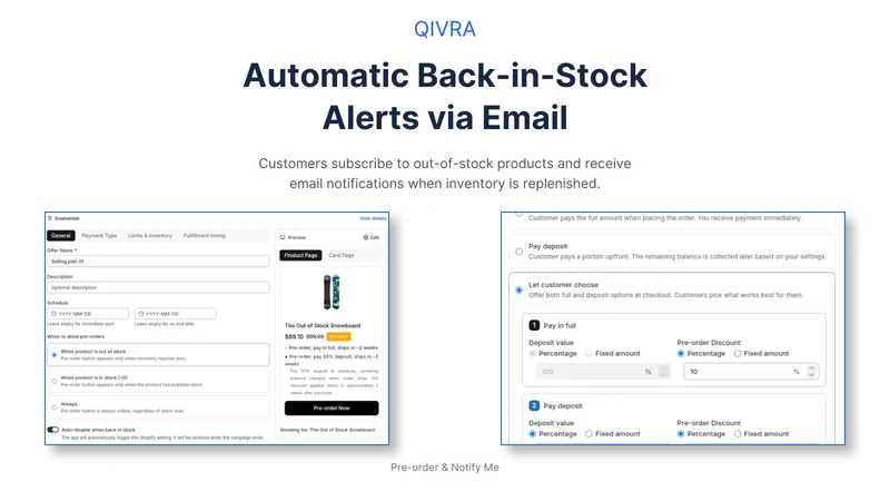 Qivra: Back In Stock Notify Me